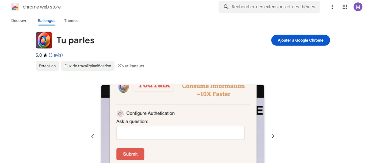 Screenshot de la page d'accueil YouTalk