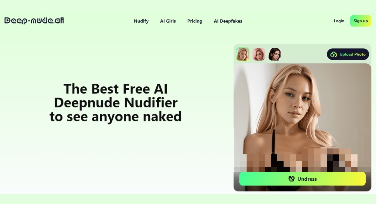 La page d'accueil de Deep-Nude.ai.