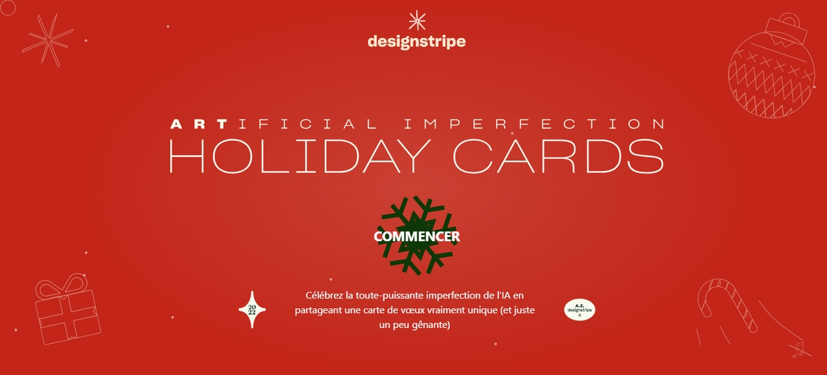 Screenshot de la page d'accueil Holiday Cards