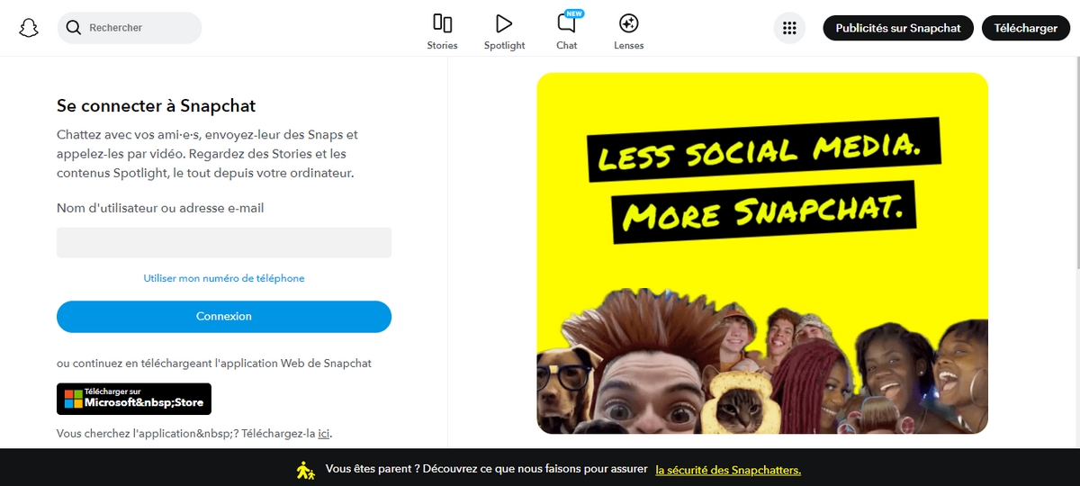 Screenshot de la page d'accueil Snapchat My AI